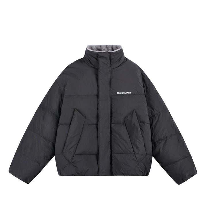 Damen Oversize Steppjacke mit hohem Plüschkragen und Windschutzleiste Echoarchiv