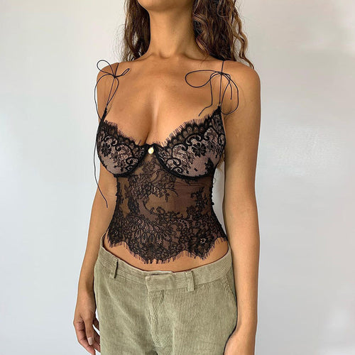 Damen Spitzen-Cami-Top mit verstellbaren Trägern und romantischen Details Echo Archiv