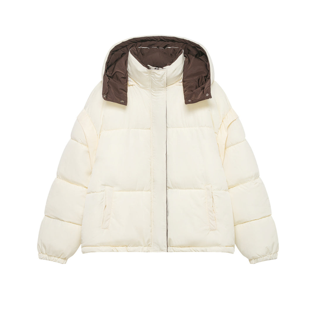 Damen Kurze Oversize-Steppjacke mit hohem Kragen und abnehmbarer Kapuze Echo Archiv