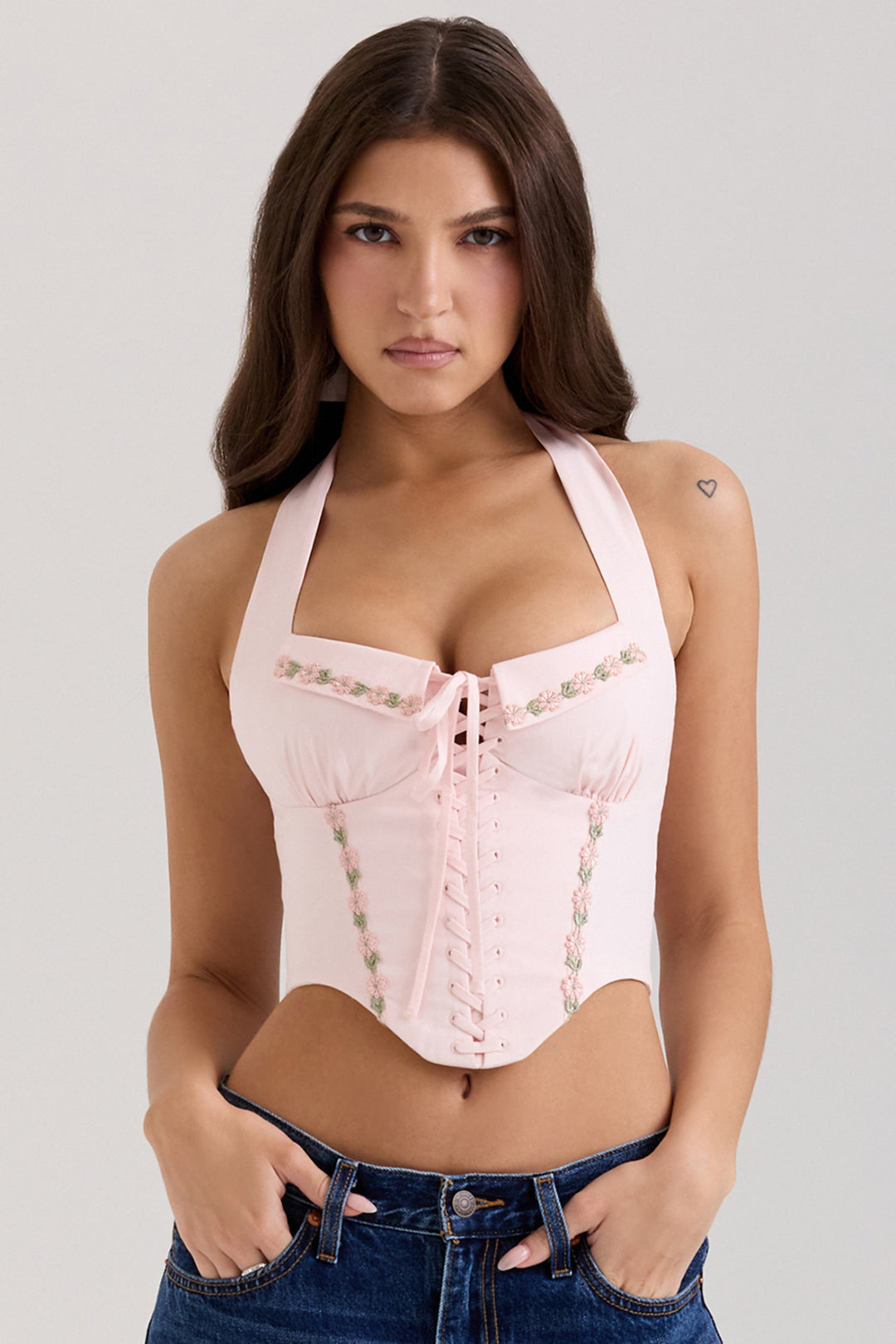 Damen Sexy Korsett-Oberteil mit floralen Akzenten Echo Archiv