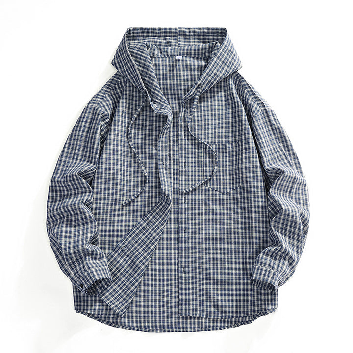 Herren Karierter Overshirt-Hoodie aus Baumwollmix mit Kapuze & Relaxed-Fit Echo Archiv
