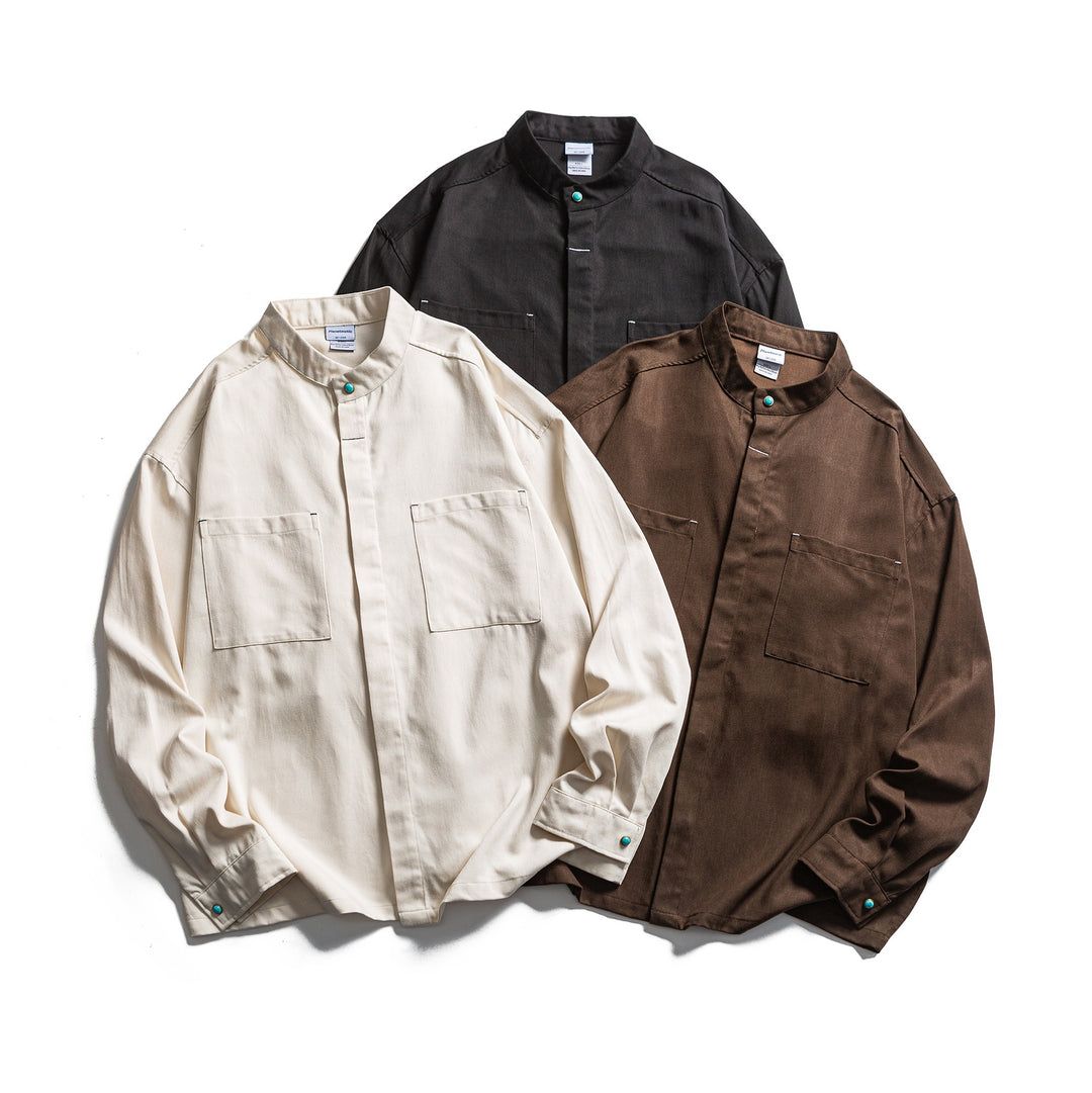 Herren Workwear-Overshirt mit Stehkragen und verdeckter Knopfleiste Echoarchiv