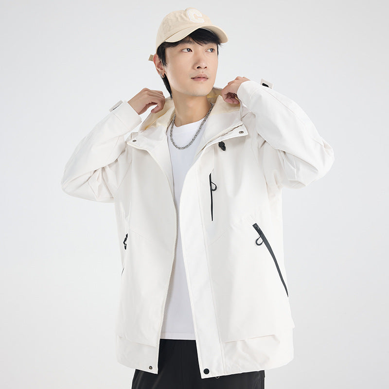 Herren Leichte atmungsaktive zweilagige Regen‑Softshelljacke mit verstellbarer Kapuze und Brusttasche Echoarchiv