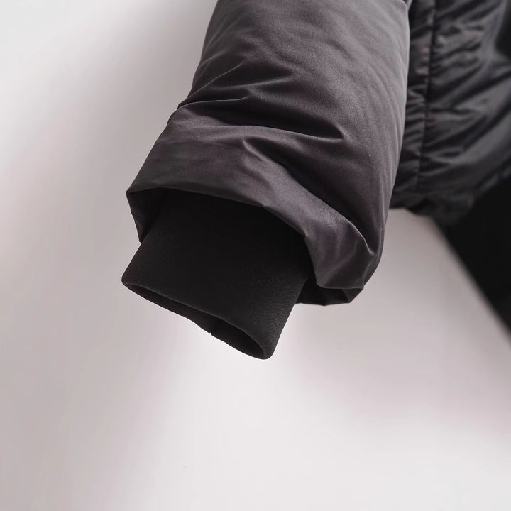 Damen Cropped Stepp-Parka mit Kapuze, wasserdichtem Reißverschluss und Rippbündchen Echoarchiv