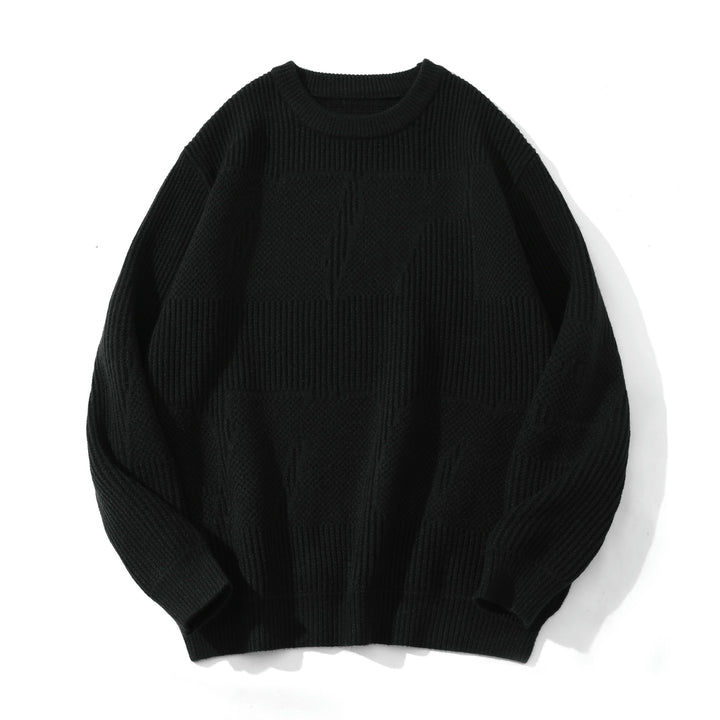 Unisex Strukturierter Oversize-Rundhalspullover mit Panel‑Strick Echoarchiv