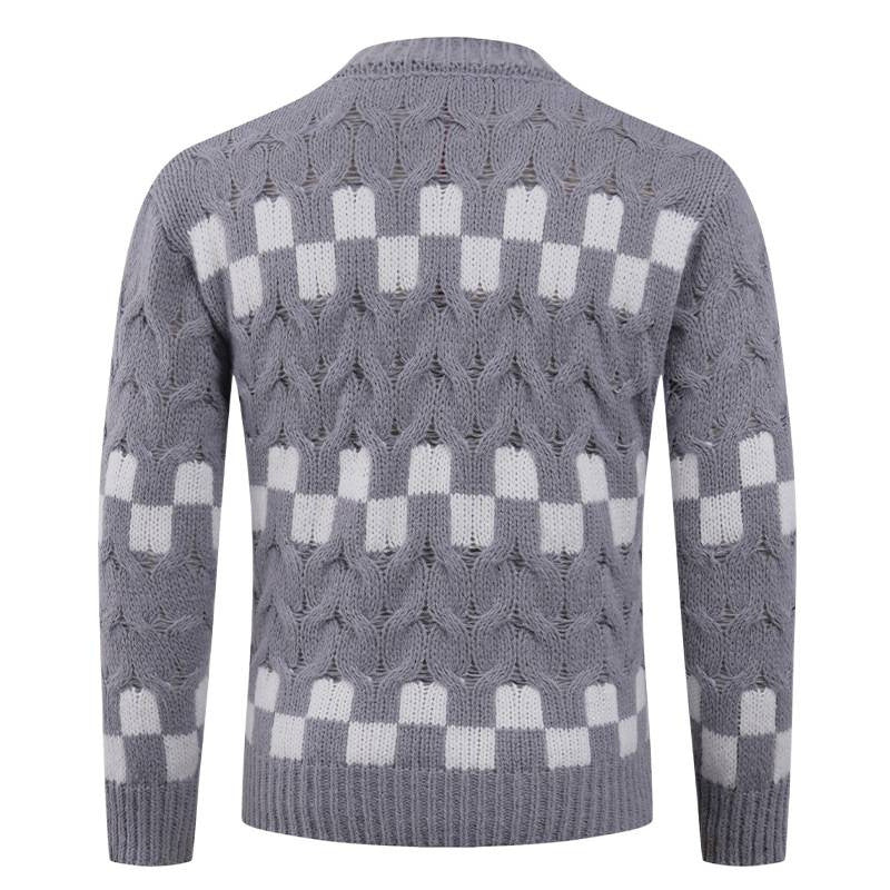 Herren Strickpullover mit kreativen geometrischen Mustern und hohem Kragen Echoarchiv