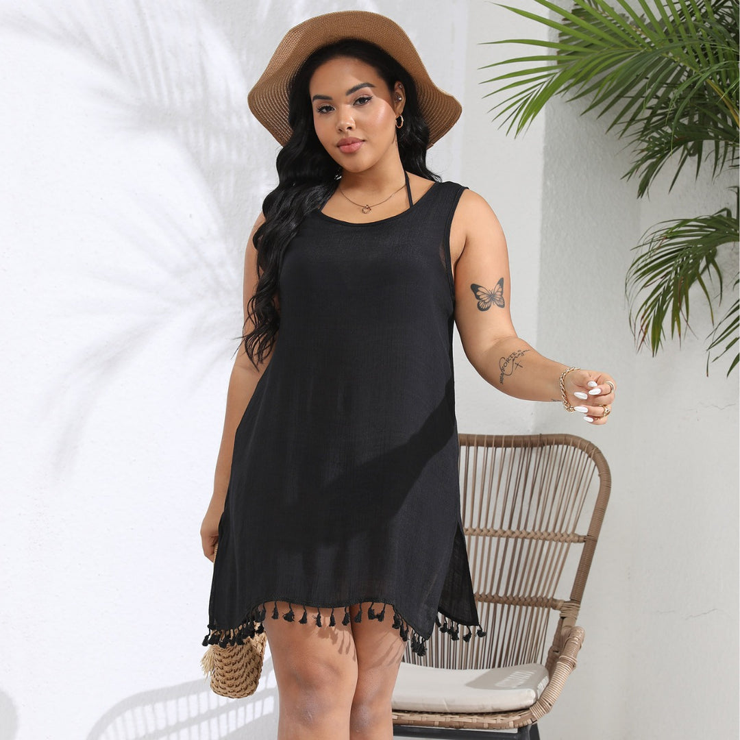 Damen luftiges Strandkleid mit fransigen Details Echo Archiv