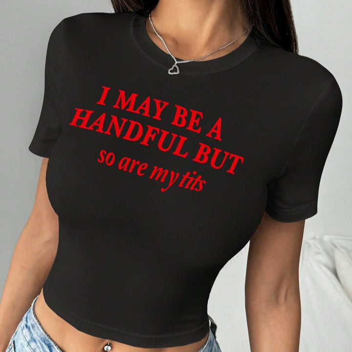 Damen Crop-T-Shirt mit witzigem Schriftzug Echo Archiv