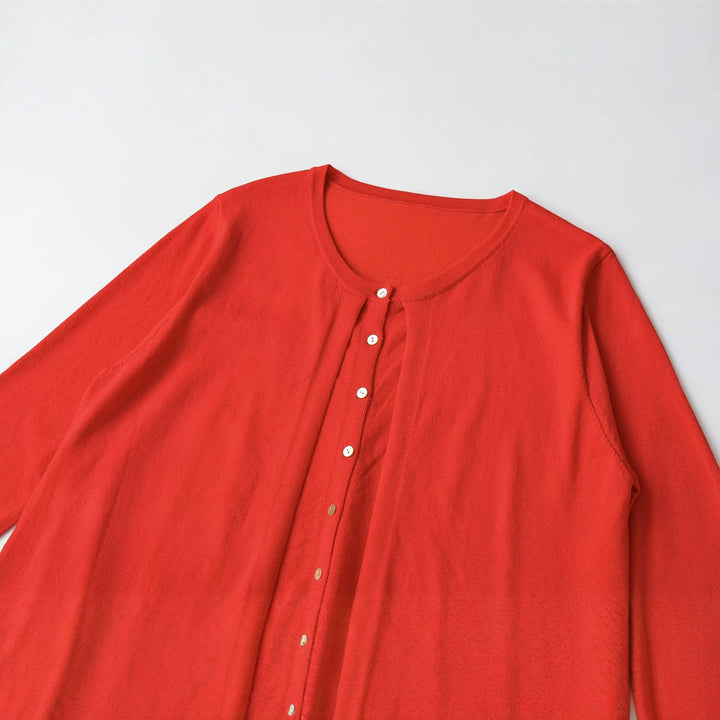 Damen Leichte Cardigan-Bluse mit Rundhalsausschnitt, Dreiviertelärmeln und verdeckter Knopfleiste Echo Archiv