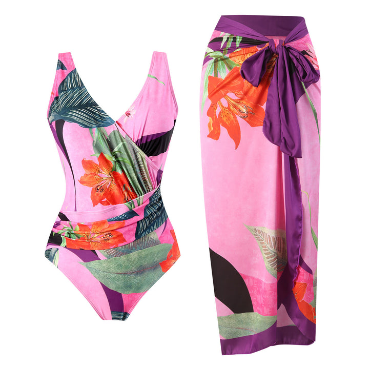 Damen Badeset mit floralem Wickelrock und Einteiler Echo Archiv