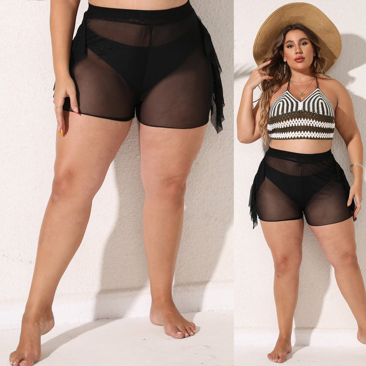Damen leicht transparente Strandshorts mit fließendem Überwurf Echo Archiv