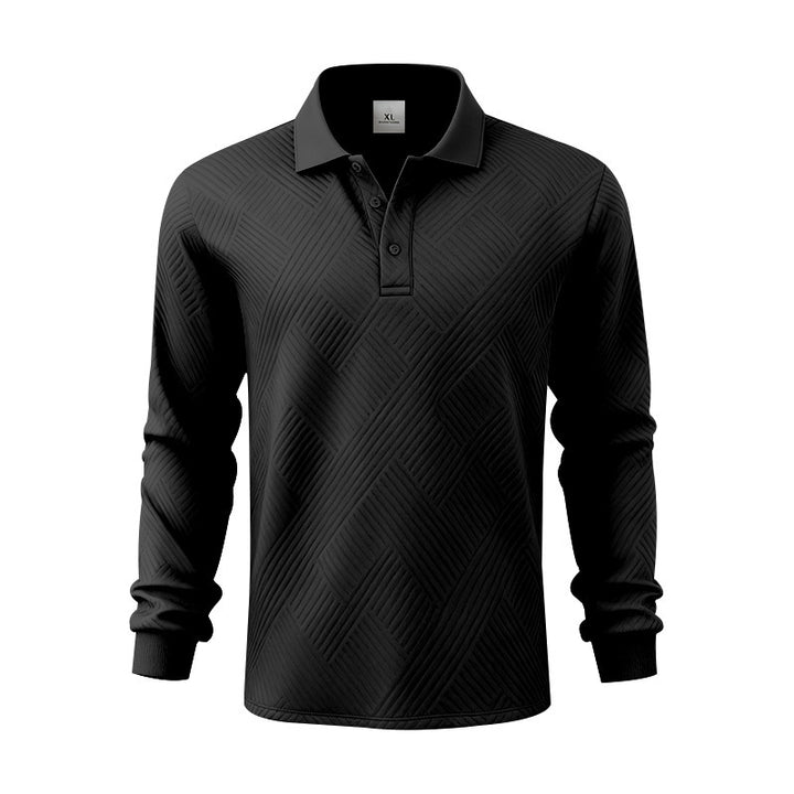 Herren elegantes Langarm-Polohemd mit strukturiertem Design Echoarchiv