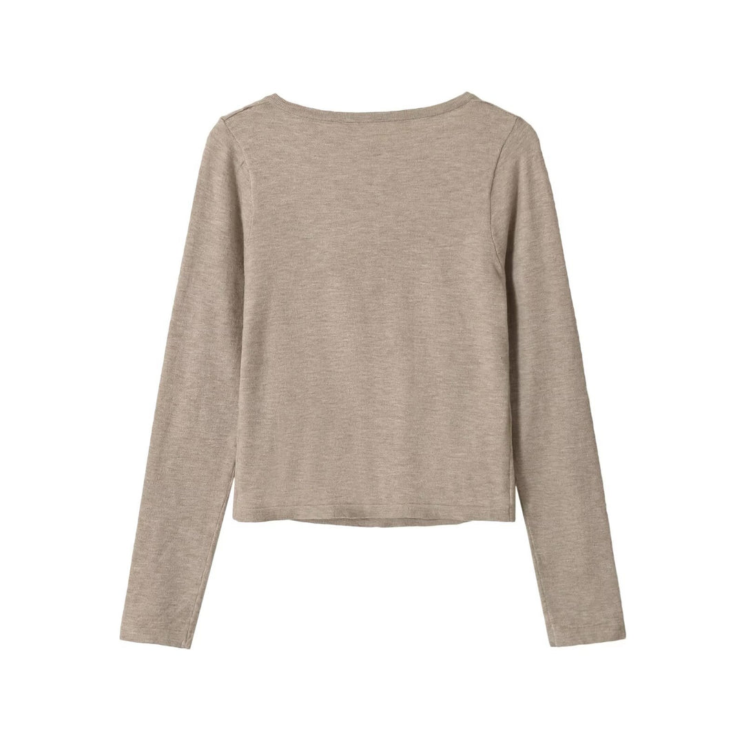 Damen Kurzcardigan aus Feinstrick mit V‑Ausschnitt, Knopfleiste und Spitzeneinsatz Echoarchiv