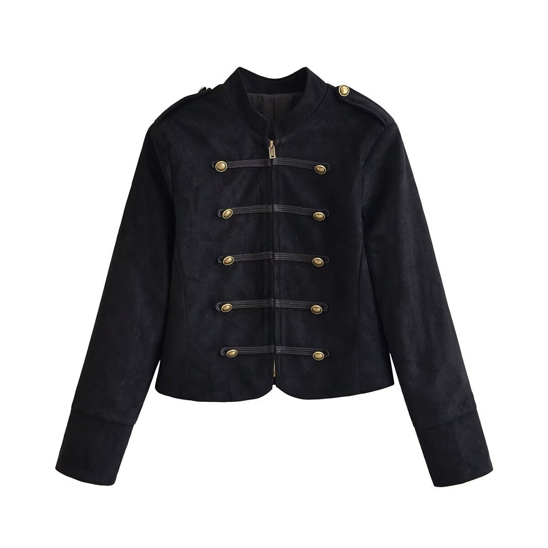 Damen Militärjacke kurz geschnitten mit Zierknöpfen und Stehkragen Echo Archiv