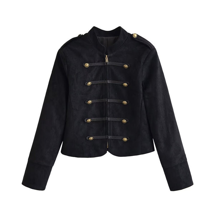 Damen Militärjacke kurz geschnitten mit Zierknöpfen und Stehkragen Echo Archiv