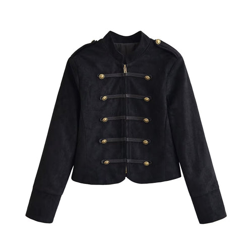 Damen Militärjacke kurz geschnitten mit Zierknöpfen und Stehkragen Echo Archiv