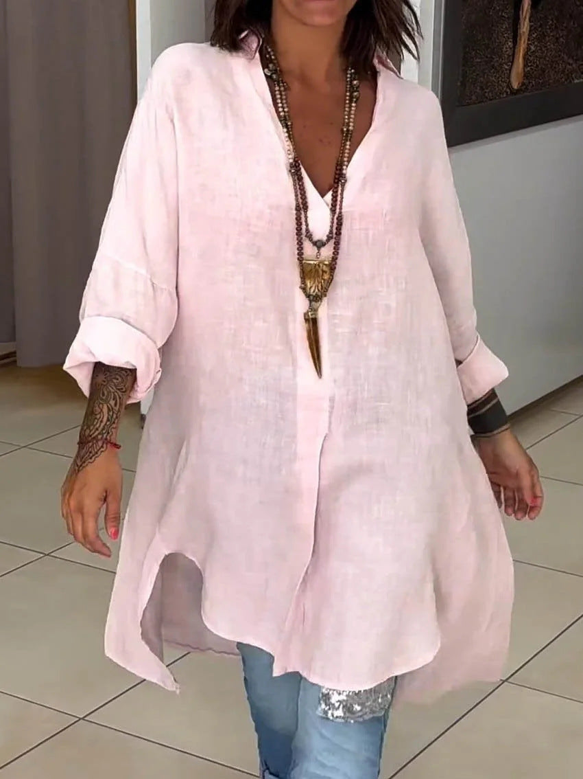 Damen Leinen Tunika mit asymmetrischem Schnitt und eleganten Details Echoarchiv