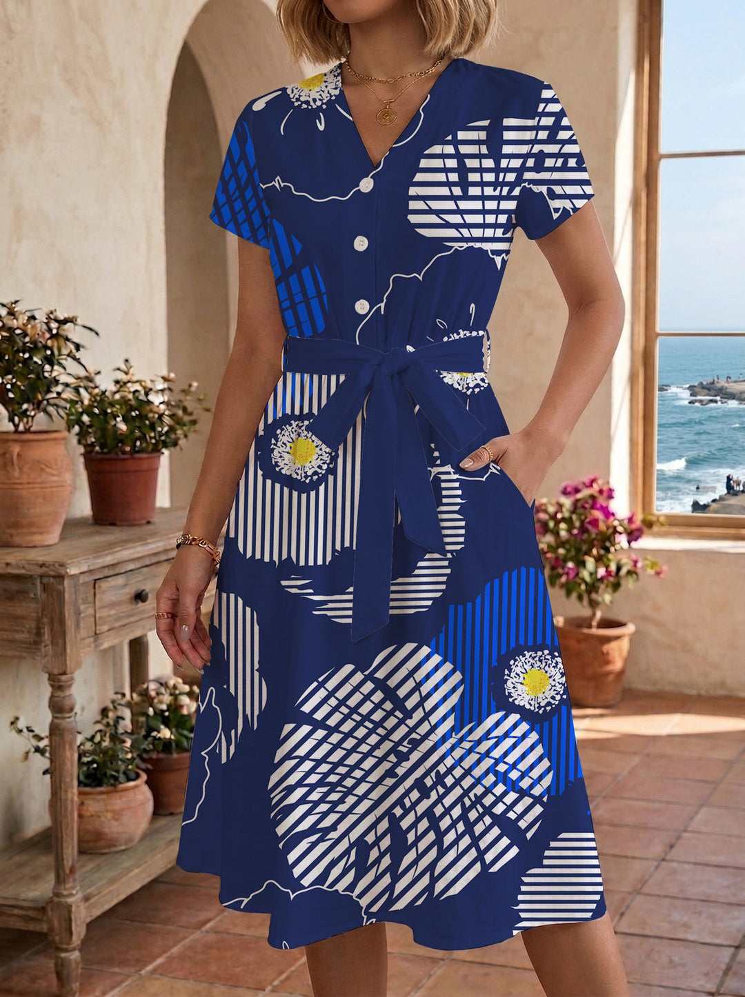 Damen Midi-Kleid mit floralem Design und bequemer Passform Echo Archiv