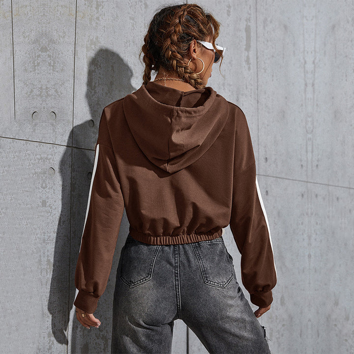 Damen Cropped Hoodie mit Bärchen-Print und Streifen Echo Archiv