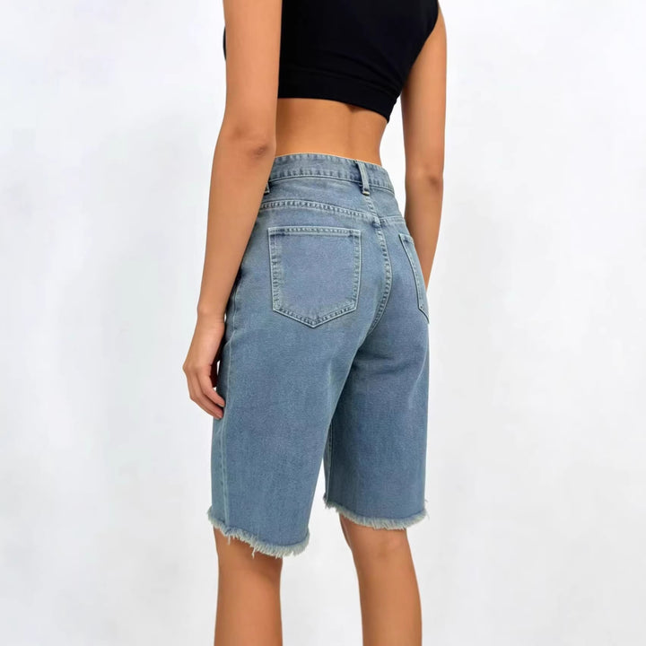 Damen lässige Denim-Shorts mit ausgefransten Säumen und hoher Taille Echo Archiv