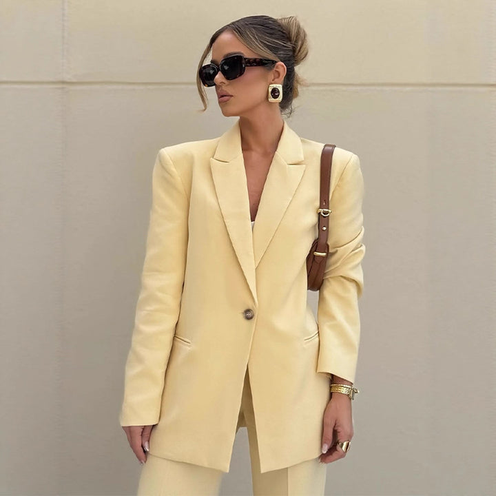 Damen Eleganter Oversize-Blazer mit hoher Taille und weiter Schlaghose Echoarchiv