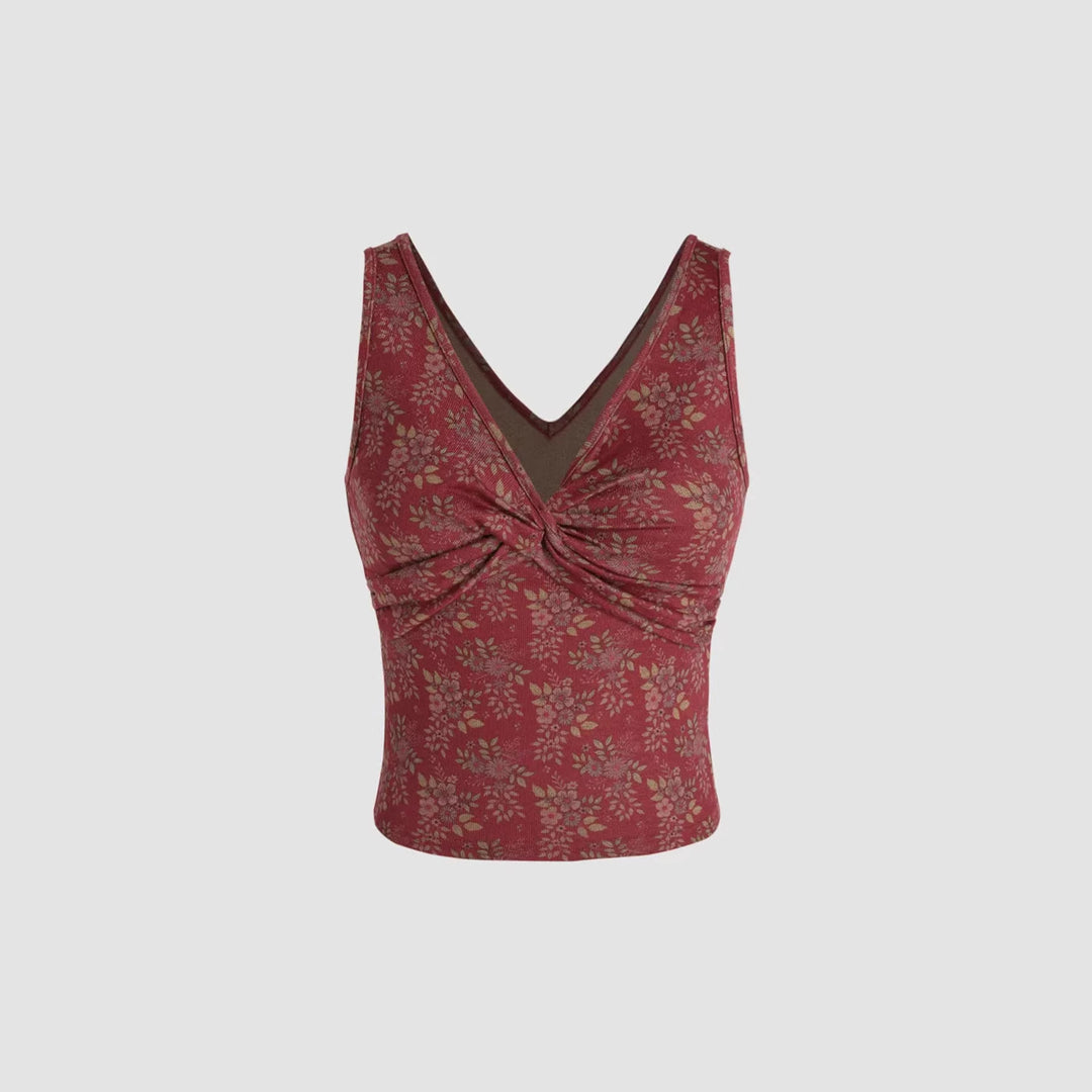Damen Dekoratives Floral Top mit Raffungen Echo Archiv