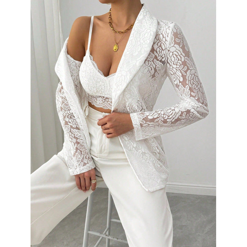 Damen Spitzenblazer mit elegantem Schalkragen Echo Archiv