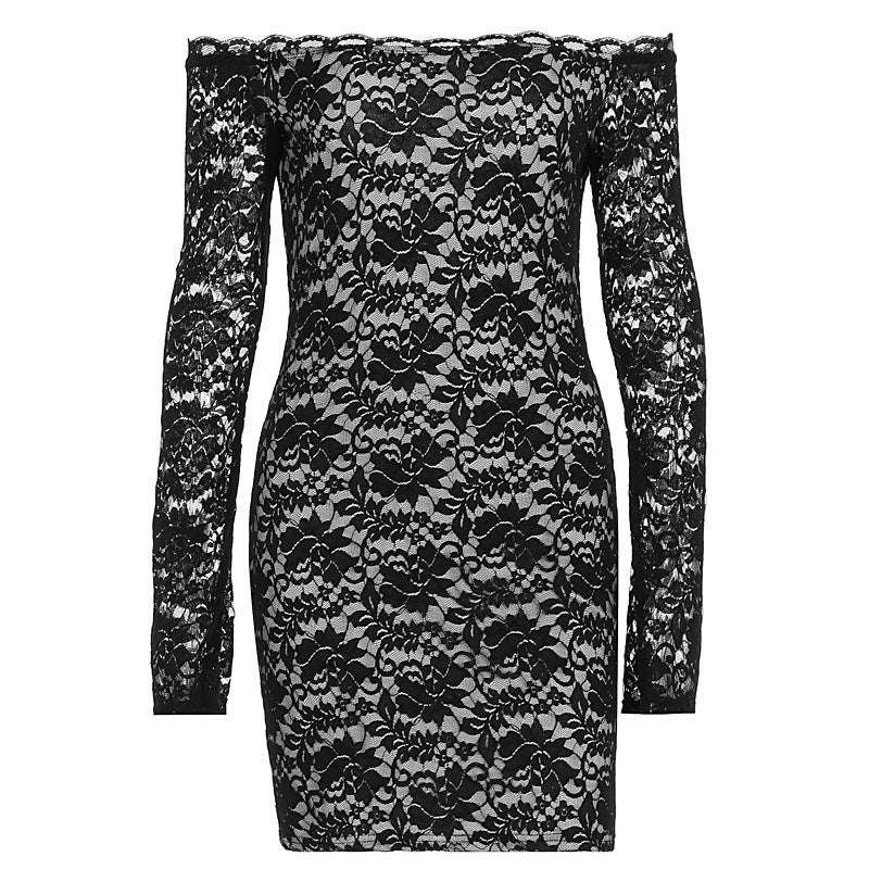 Damen Spitzenkleid mit schulterfreiem Design und langem Arm Echo Archiv