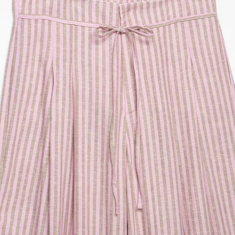 Damen nan weite Leinenhose mit Streifenmuster und Kordelzug Echo Archiv