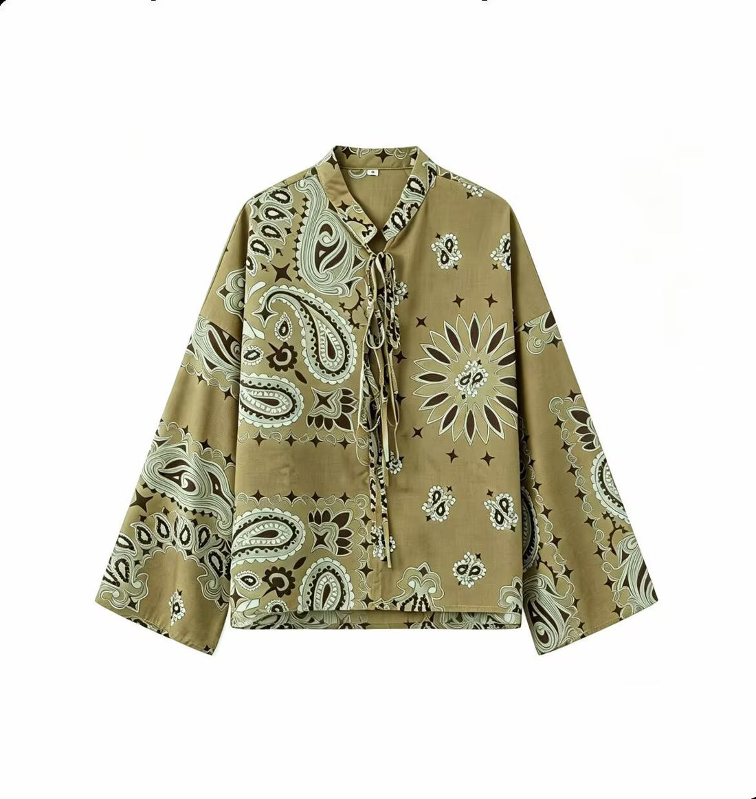 Damen Zweiteiliges Satinoptik-Lounge-Set mit Paisley-Print, Kimonokragen-Bluse und weiter Culotte-Hose Echo Archiv
