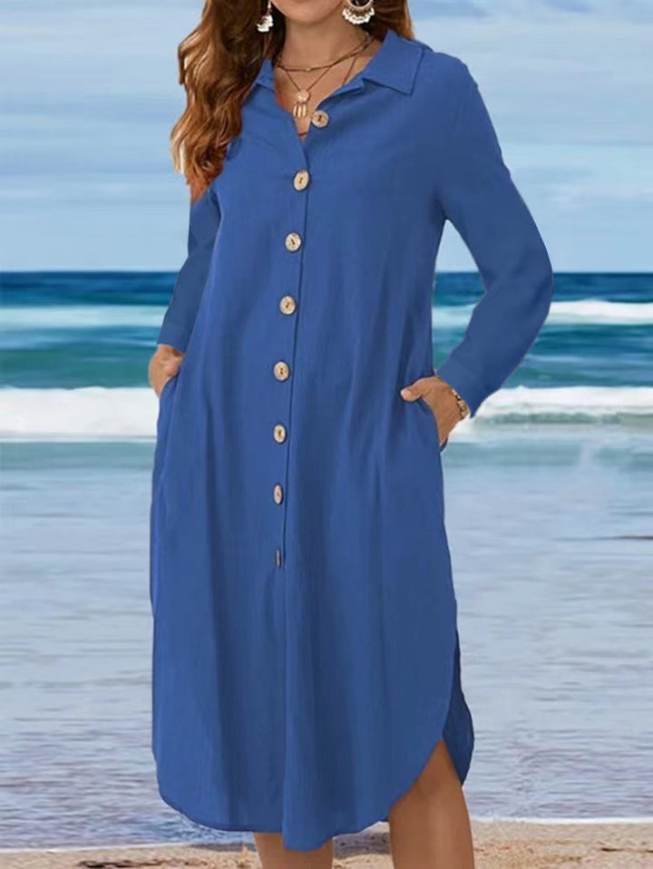 Damen Hemdblusenkleid mit Knopfdetail und schwingendem Saum Echo Archiv