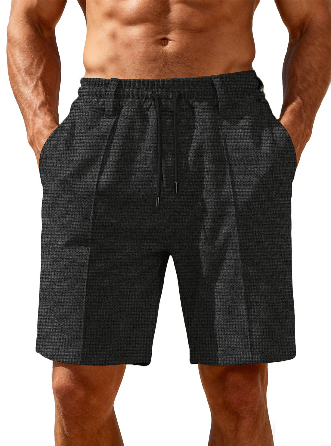 Herren Chino-inspirierte Relax-Shorts mit Bundfalten elastischem Tunnelzug und Eingrifftaschen – Alveron