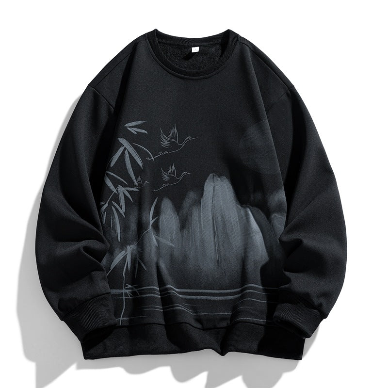 Unisex Oversize‑Sweatshirt mit Pinsel‑Print & geripptem Saum Echoarchiv