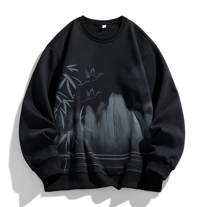 Unisex Oversize‑Sweatshirt mit Pinsel‑Print & geripptem Saum Echoarchiv