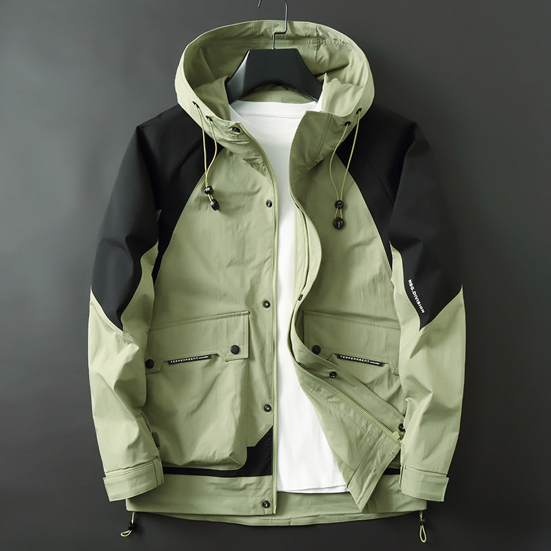 Herren Technische Parka-Jacke im Utility-Stil mit Kapuze, wind- und wasserabweisender Shell Echo Archiv