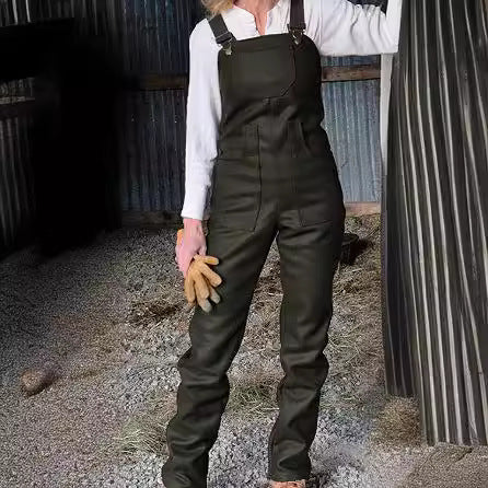 Damen Robuste Workwear-Latzhose aus Canvas mit verstellbaren Trägern und geradem Bein – Avérine