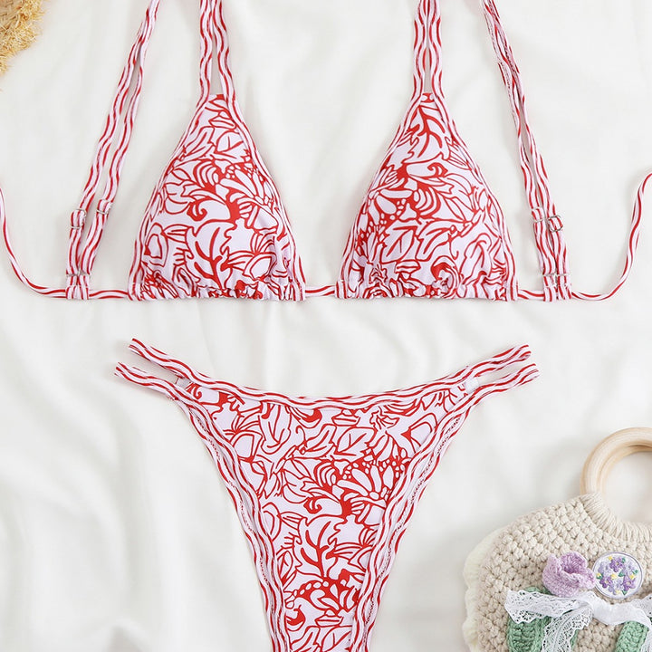 Damen Triangel-Bikini-Set mit verstellbaren Trägern und floralem Muster Echo Archiv