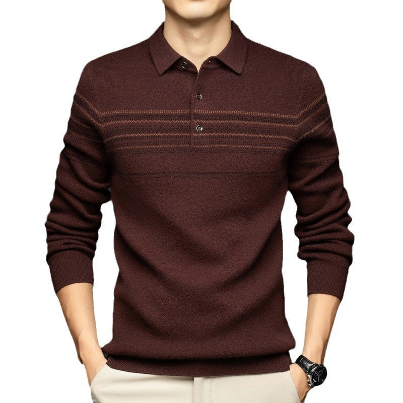 Herren stilvoller Strickpullover mit modernem Kragen und feiner Struktur Echoarchiv