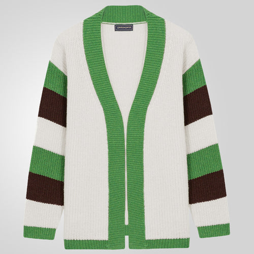 Herren Offene Strickjacke mit breiten Streifen und lässigem Schnitt Echoarchiv