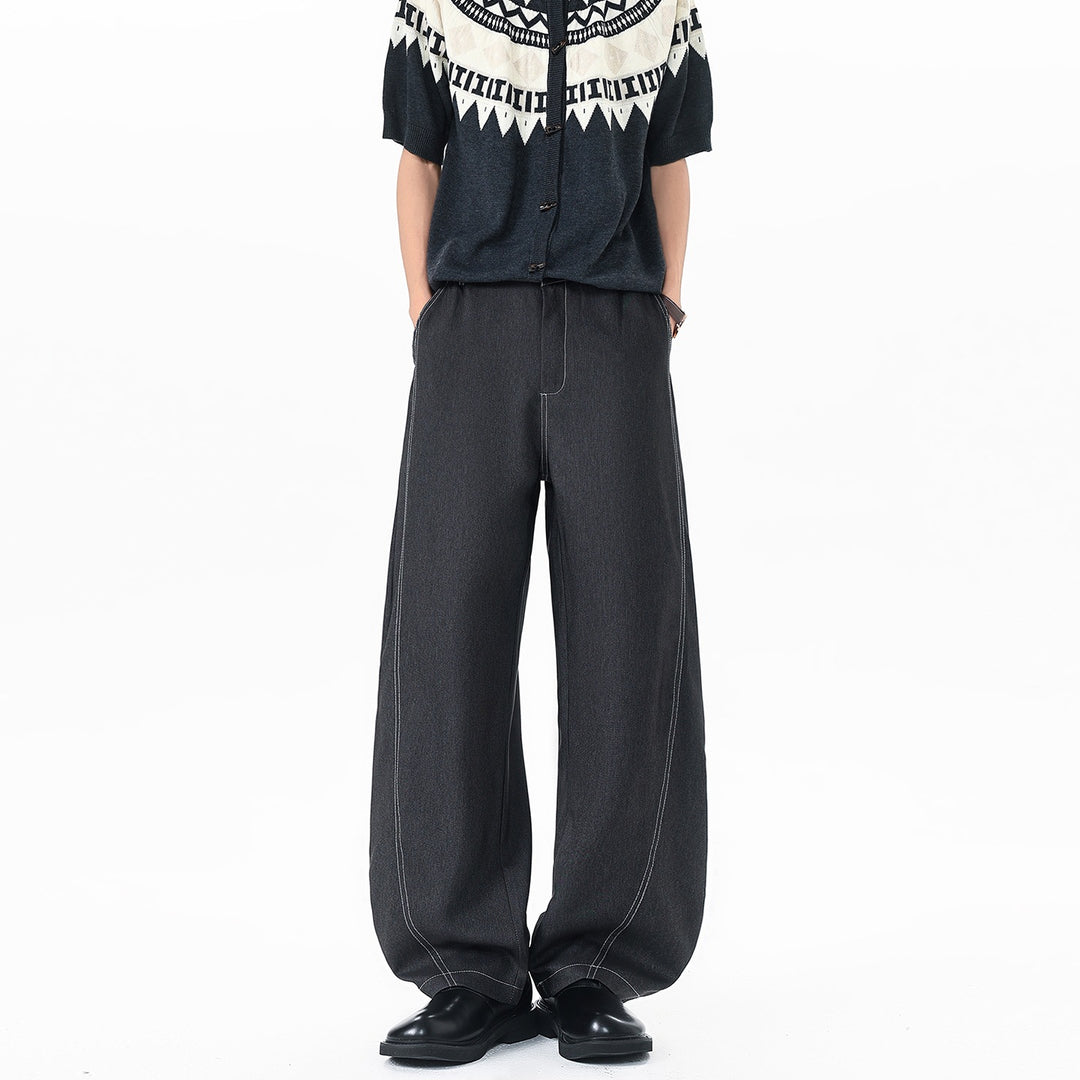Herren Asymmetrische Zweilagen-Jeanshose mit einer Shorts- und einer Wide‑Leg‑Seite Echoarchiv