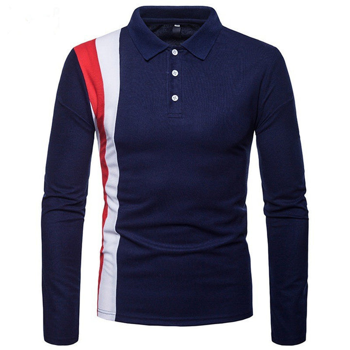 Herren Langarm Poloshirt mit modernen Farbblockstreifen Echoarchiv