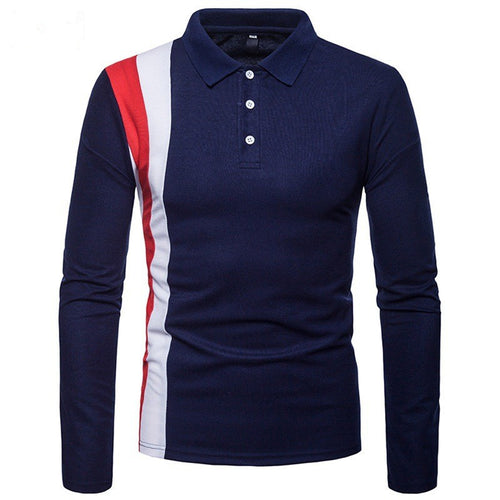 Herren Langarm Poloshirt mit modernen Farbblockstreifen Echoarchiv