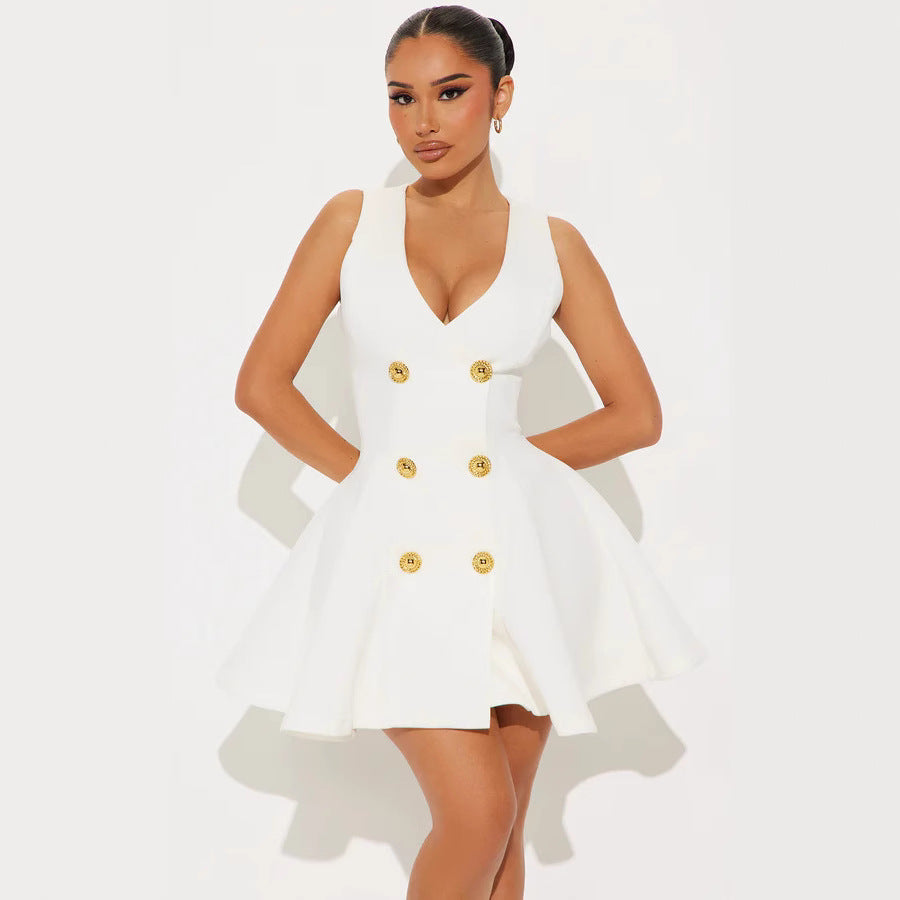 Damen Minikleid mit doppelter Knopfleiste und ausgestelltem Rock Echo Archiv