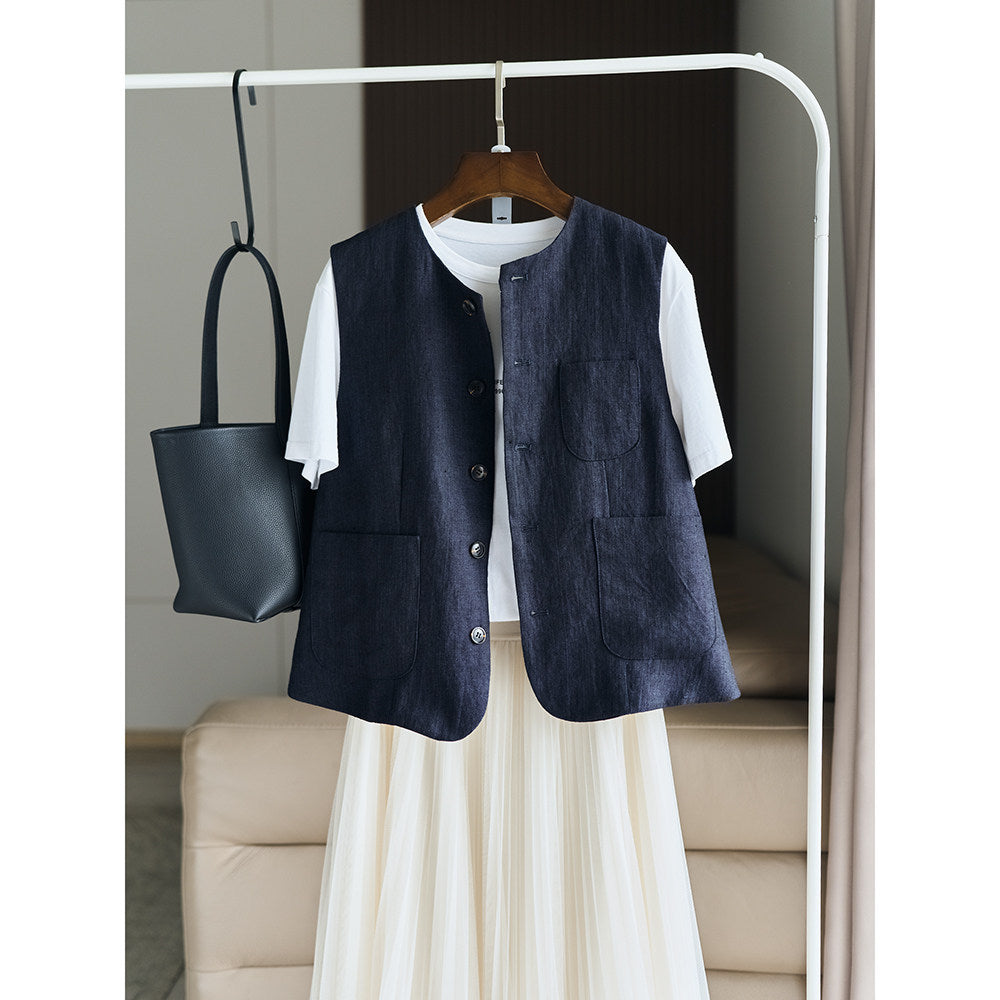 Damen Elegante Leinenweste Echoarchiv