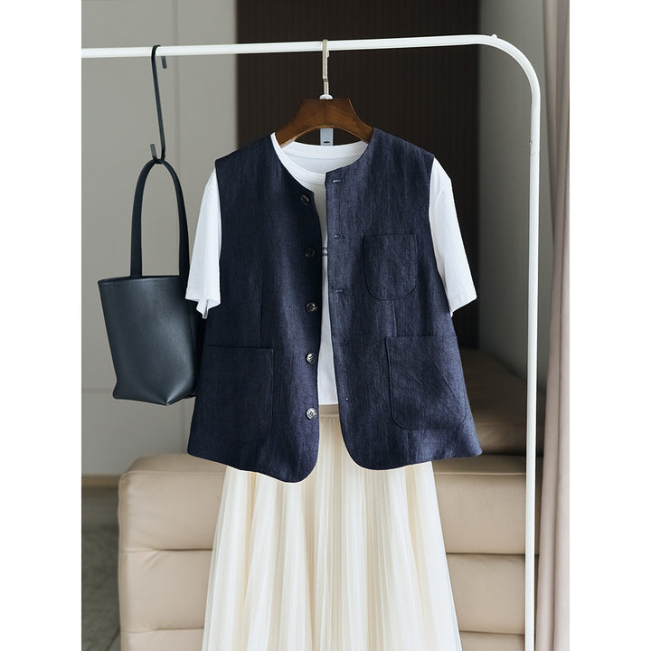 Damen Elegante Leinenweste Echoarchiv