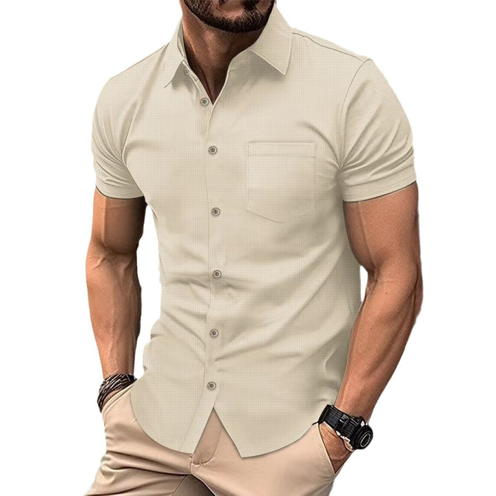 Herren Kurzarmhemd mit strukturiertem Design und modernem Schnitt Echoarchiv