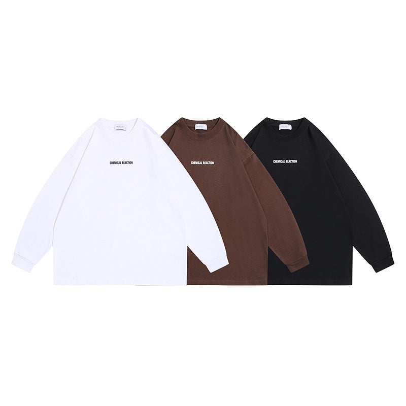Unisex Oversize-Langarmshirt aus Baumwollmischung mit kleinem Brustprint und gerippten Bündchen Echoarchiv