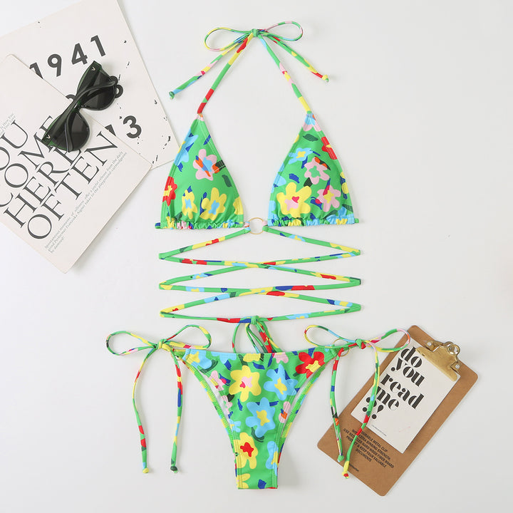 Damen Triangel-Bikini-Set mit verstellbaren Trägern und floralem Design Echo Archiv