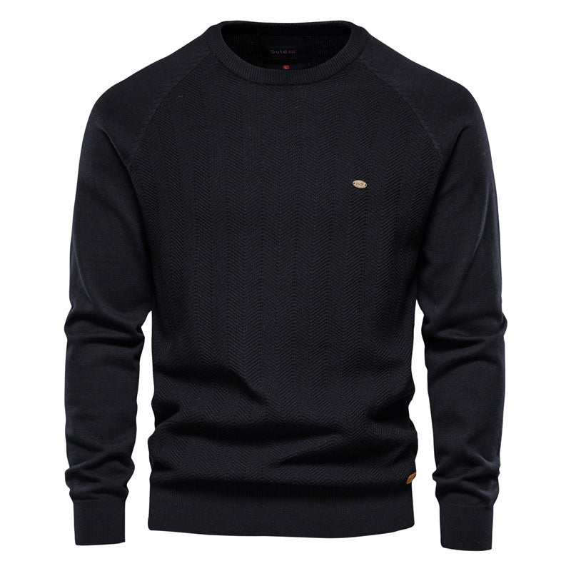 Herren Strickpullover mit elegantem Zickzackmuster und Rundhalsausschnitt Echoarchiv