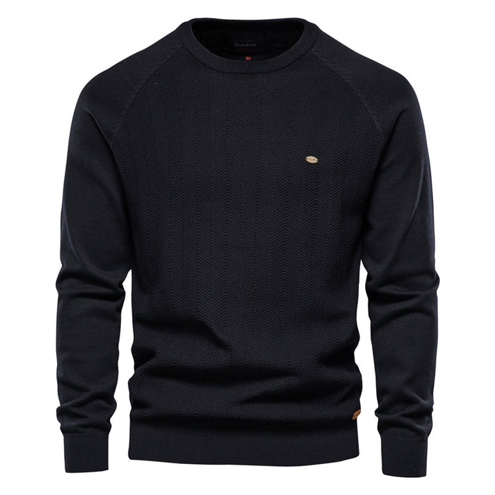 Herren Strickpullover mit elegantem Zickzackmuster und Rundhalsausschnitt Echoarchiv